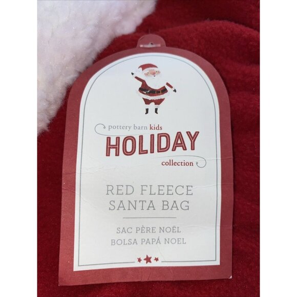 Pottery Barn Garrick Large Red Fleece Santa Bag Sack Christmas Stocking 40 X 33 - Picture 12 of 12